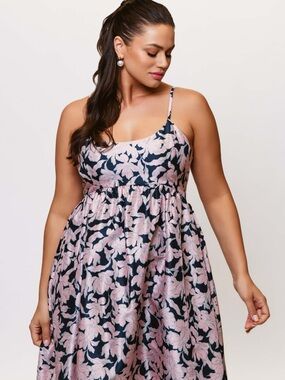 Floral Spaghetti Strap Hutch Brixton Dress in Navy and Blush